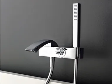ARCHÈ - Wall-mounted single handle bathtub tap with hand shower by Rubinetterie Treemme - view 2
